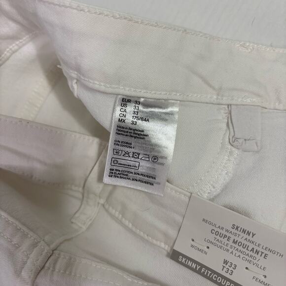 NWT H&M Women's White Skinny Jeans Size 33 TT889 - Picture 7 of 10